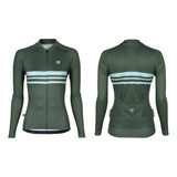 Jersey Ciclismo M/l Mujer Gw 2 And 1 Oliva