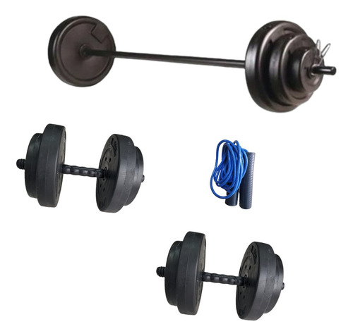 Kit Set Barra + 2 Mancuernas + Disco 24kg Pesa Entrenamiento