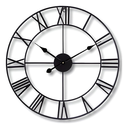 Reloj De Pared Grande De Metal 60 Cm Con Números Romanos [u]