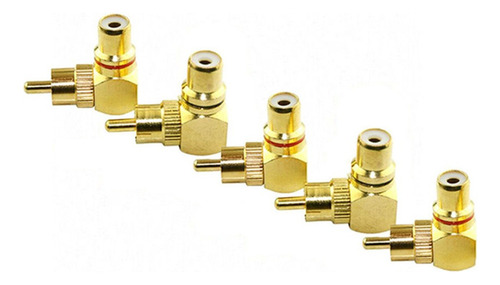 5pcs Ángulo Recto Phono / Rca Adaptador De 90 Grados