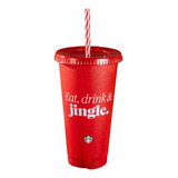 Vaso Reutilizable Starbucks Venti Navidad Glitter Rojo