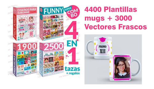 Super Combo Plantilla 4 En 1 (para Sublimar Tazas)