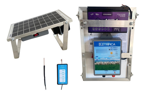 Eletrificador Solar Rural 60km  + Voltímetro De Cerca