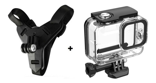 Combo Soporte Casco Para Gopro Hero 10 9 + Carcasa Sumergib