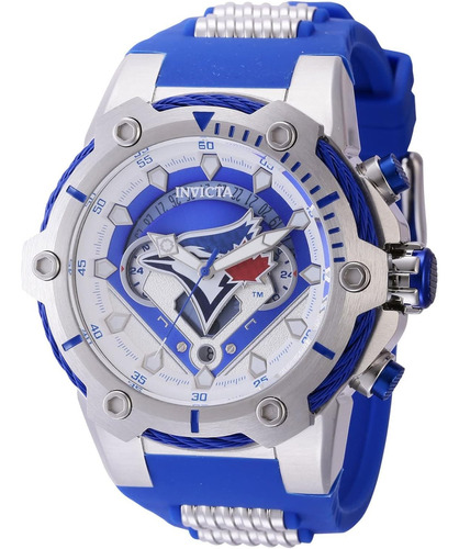 Reloj Invicta 43507 Mlb Toronto Blue Jays Men's - 51.5 Mm. Color De La Correa Azul Color Del Bisel Acero Inoxidable Color Del Fondo Rojo