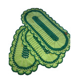 Jogo De Tapetes De Croche Artesanal Verde Kit 3pçs