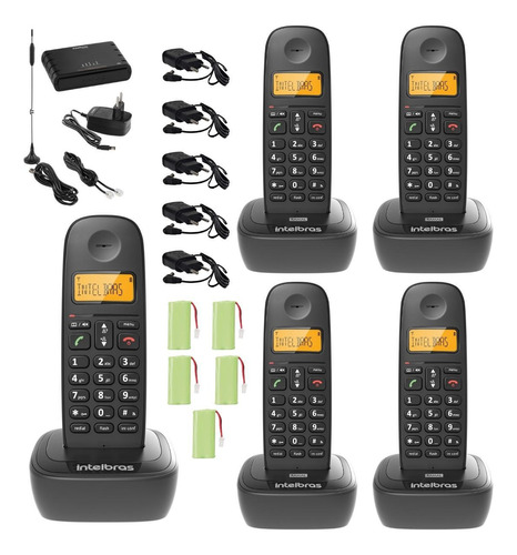 Kit Aparelho Telefone Sem Fio Bina Gsm 3g E 4 Ramal Incluso