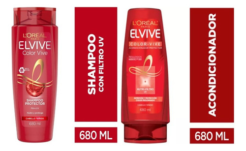Pack Shampoo 680ml + Acond. 680 Ml Elvive Color Vive 1360 Ml