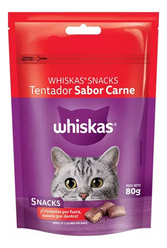 Whiskas Snacks Tentador Sabor Carne 80gr X1u