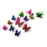 12 Mariposas 3d Papel Metalizado Decorativas Pared Colores