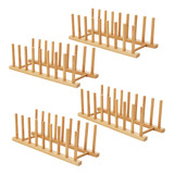 Estante Para Platos De Madera De Bambu, Soporte Para Platos,