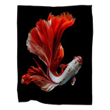 Betta Fish Throw Blanket,halfmoon Red Dragon Betta In B...