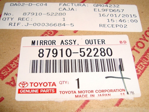 Retrovisor Derecho Manual Original Toyota Yaris 2000-2005 Foto 5