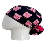 Gorro Quirúrgico Mujer + Lanyard Cerdos Pigs Rosa Negro