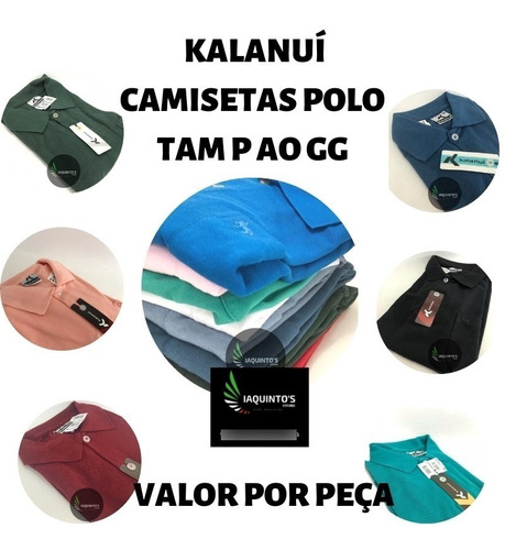 Camiseta Polo Kalanuí Pique Lisa Cores Com Bolso P M G Gg