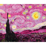 Cuadro 30x45cm Starry Night Pink Rosa Van Gogh Arte Pintura