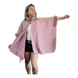 Poncho Mujer Color Rosa Con Cuello - Envio Gratis