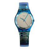 Reloj Swatch Flexicold Gl117b Mujer Adultos Azul Acero