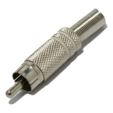 Conector Plug Rca Macho Blanco Metalico Ficha Resorte