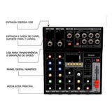 Mesa De Som Profissional 5 Canais Mixer Efeitos Usb