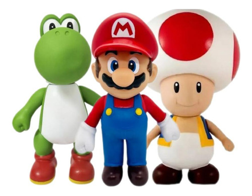 Kit Bonecos Super Mario Bross Yoshi Toad Diversão Crianças