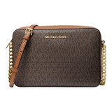 Bolsa Crossbody Michael Kors Jet Set Item Brown Original Acabado De Los Herrajes Dorado Color Marrón Oscuro Color De La Correa De Hombro Marrón