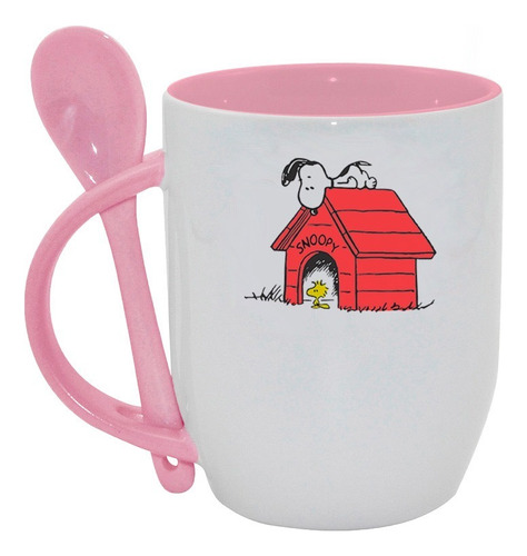 Taza Con Cucharita De Casita Snoopy 