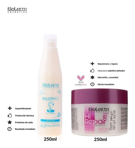 Kit Salerm 21 Crema Hidratante Y Crema Tratamiento Hi Repair