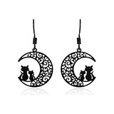 Aretes Gato En Luna Negro Anime Para Mujer