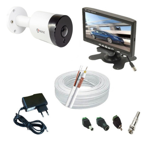 Kit 1 Câmera De Segurança Olho De Peixe Full Hd Monitor Lcd