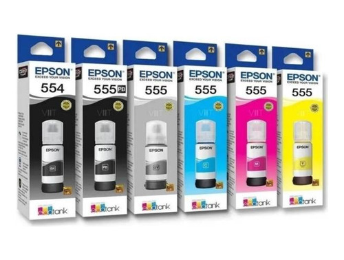 Kit Tinta Original Epson T554 T555  Para L8160 L8180