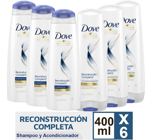 Dove Shampoo Y Acondicionador Reconstrucion Completa Pack X6