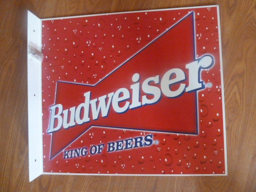 Antiguo Cartel Cerveza Budweiser Doble Faz Chapa No Enlozado