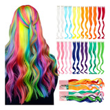 Extensiones De Cabello De Colores, Rizado, Con Clip, 24 Pzs