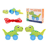 Coche Rompecabezas 3d Didactico Madera De Dinosaurio Paq 4pz