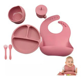 Kit Alimentación Bebe Niño Vajilla En Silicona Plato Babero