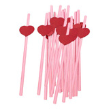 20 Pajitas De Papel Para El Día De San Valentín, Rosa