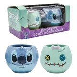 Mini Tazas Dúo Stitch Y Trapos Café Expresó Tequilero