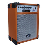 Caixa De Som Amplificada Violão Guitarra Microfone Laranja