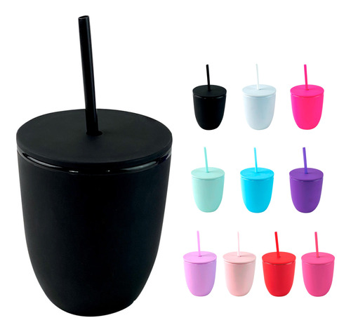 Vaso Tipo Whiskero 350ml Sin Personalizar Acrílico + Popote