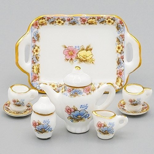 Odoria 1:12 Miniatura 8 Unids Porcelana Chintz Tea Cup Set