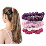 Scrunchies Moña Colero Cabello Satén Cabello X4 Unds.