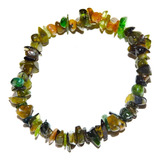 Pulsera Piedra Turmalina Verde Negro Chip