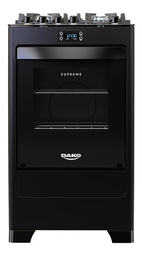 Fogão 4 Bocas Mesa De Vidro Timer Dako Supreme Black Glass