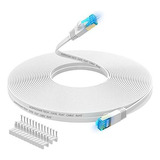 Cable Ethernet Cat 6 De 10 Pies  Blanco  Plano Para Red De I