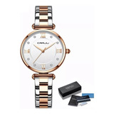 Reloj Elegante Casual Mujer Dama Acero Inox + Caja De Regalo