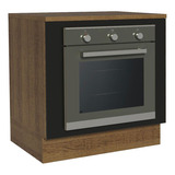 Balcão Para Forno De Embutir 80 X 60 Cm Com Tampo Madesa Rp Cor Rustic/preto