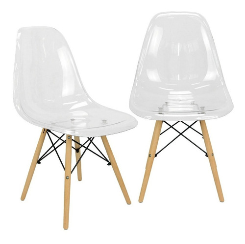 Kit 2 Cadeiras Charles Eames Eiffel Wood Design Varias Cores