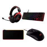 Kit Hyperx Teclado/mousepad/mouse Alámbrico/audífonos