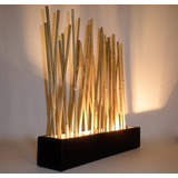 Luminária De Chão Estilo Rústico- Bambu C/ Floreira Inclusa